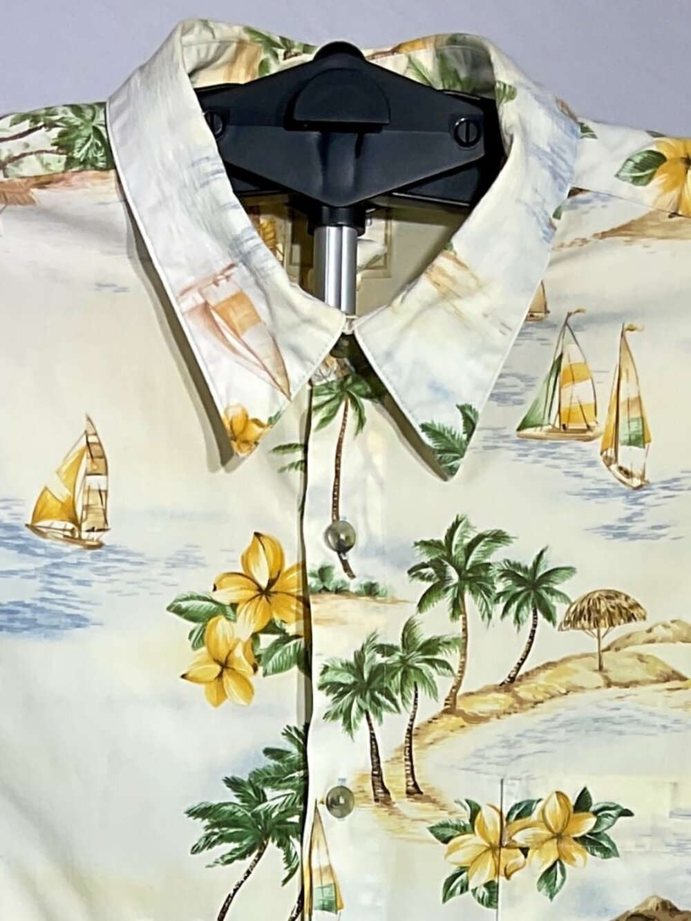 Saddlebred Mens XL Hawaiian Shirt 100% Cotton Sailboats